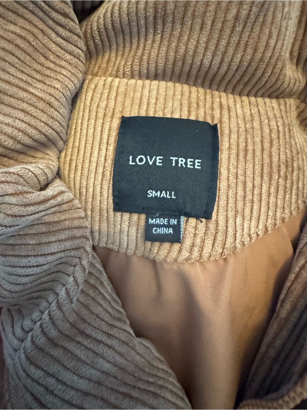Women’s Corduroy Puffer Vest in Taupe - Love Tree - Picture 2 of 3